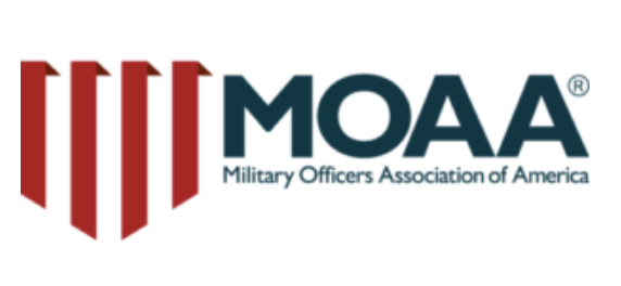 MOAA logo: red shield-like icon followed by the text 'MOAA' and 'Military Officers Association of America'.