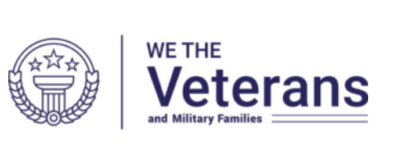 Logo for 'We the Veterans and Military Families' with a circular emblem featuring stars and a laurel, split from the text by a vertical line.